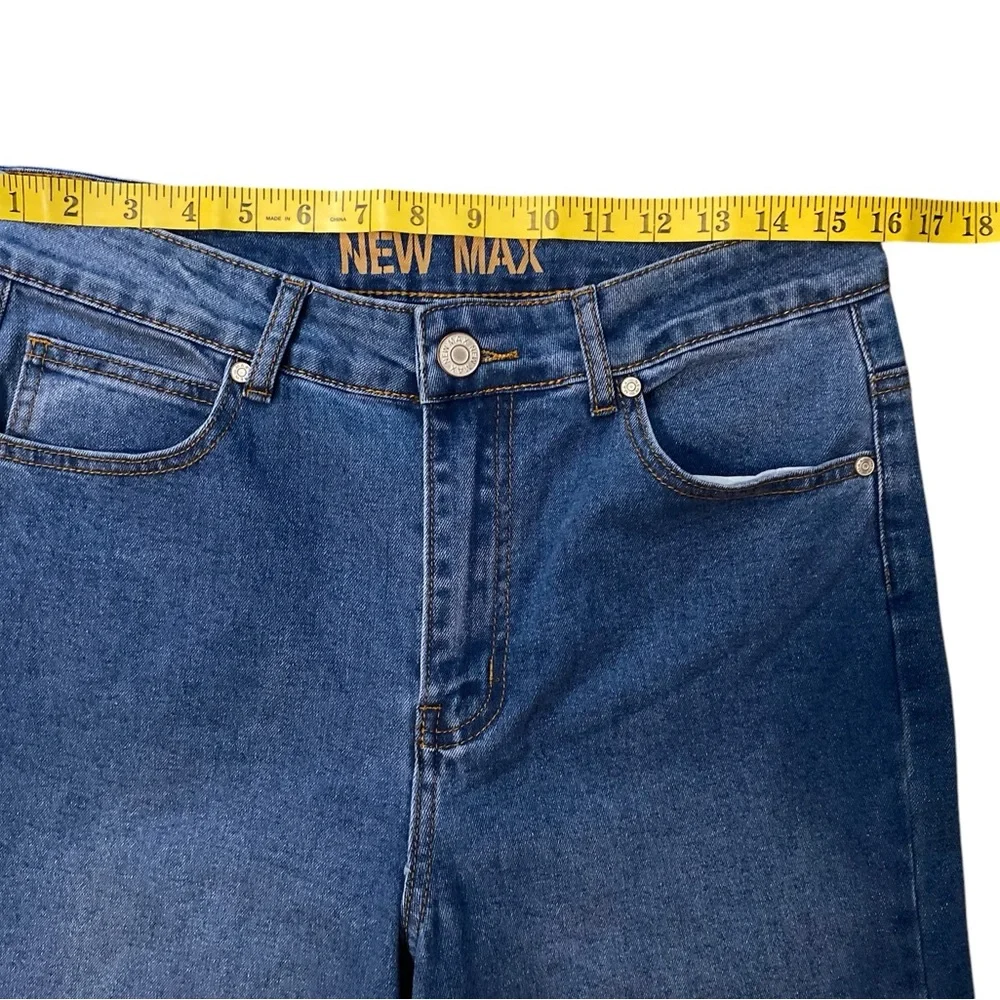 New Max Women’s Wide Leg Baggy Jeans Size 10 High Rise Cuffed Hem Blue Jeans 90s - Picture 5 of 15